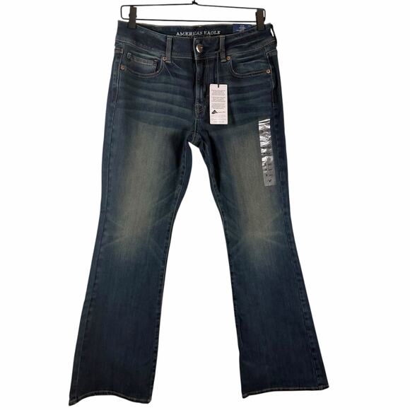 NWT American Eagle Outfitters Kick Boot Dark Shadow Mid Rise Jeans Womens Size 8 - Picture 2 of 13